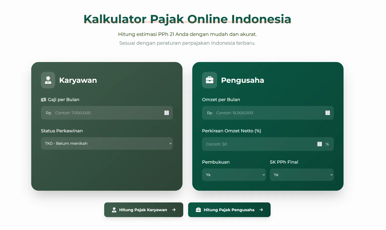 Preview Kalkulator Pajak Online